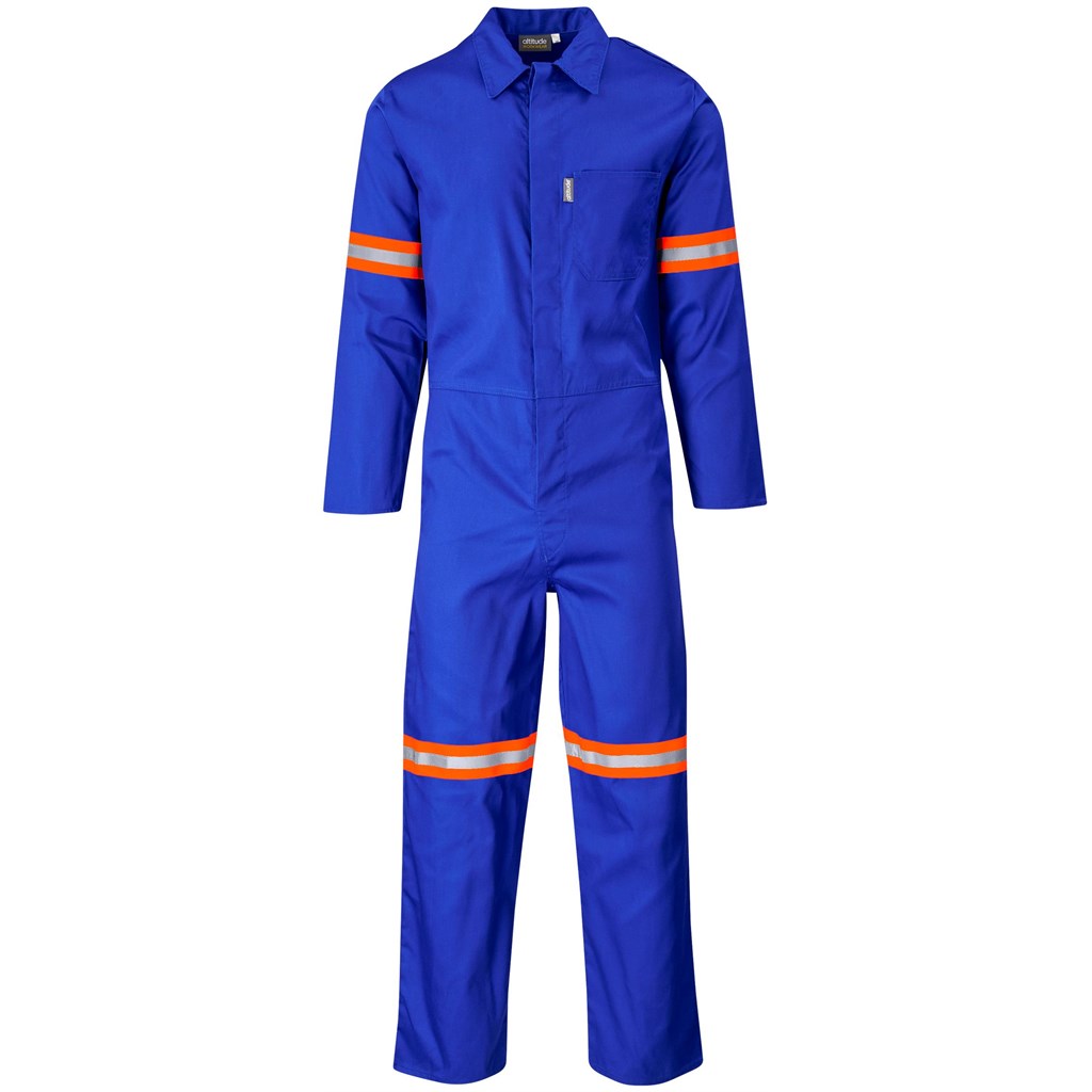 Safety Polycotton Boiler Suit - Reflective Arms Legs & Back - Orange Tape - Image 2