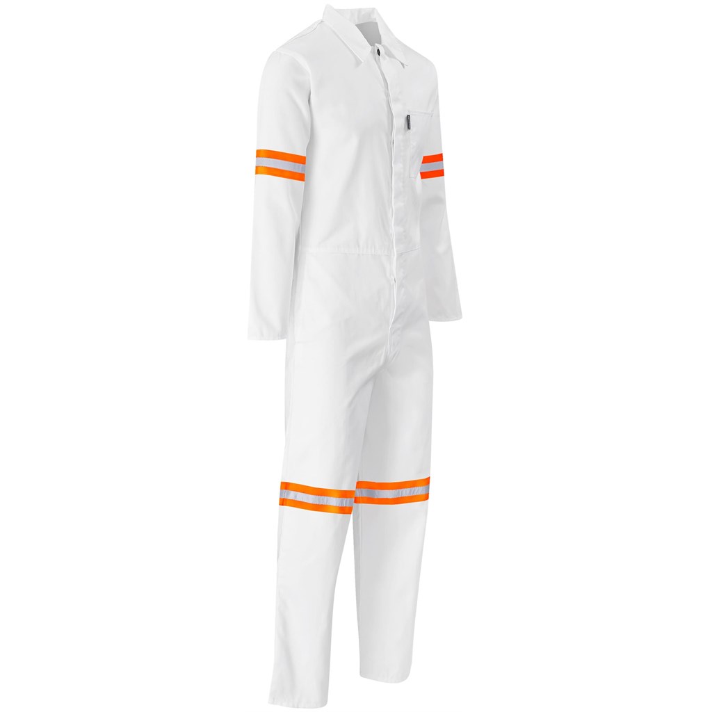 Safety Polycotton Boiler Suit - Reflective Arms Legs & Back - Orange Tape - Image 3