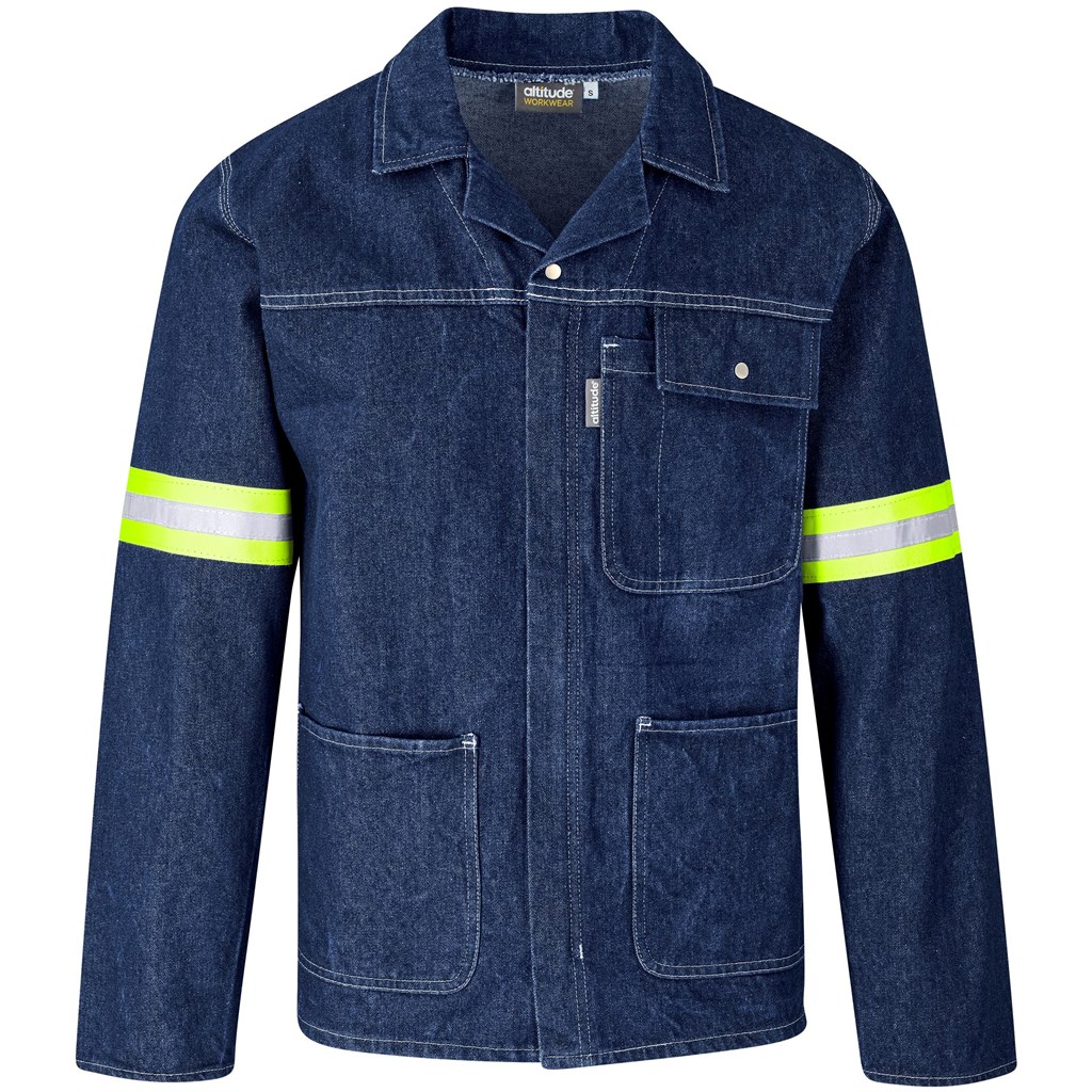 Cast Premium 100% Cotton Denim Jacket - Reflective Arms & Back - Yellow Tape - Image 2